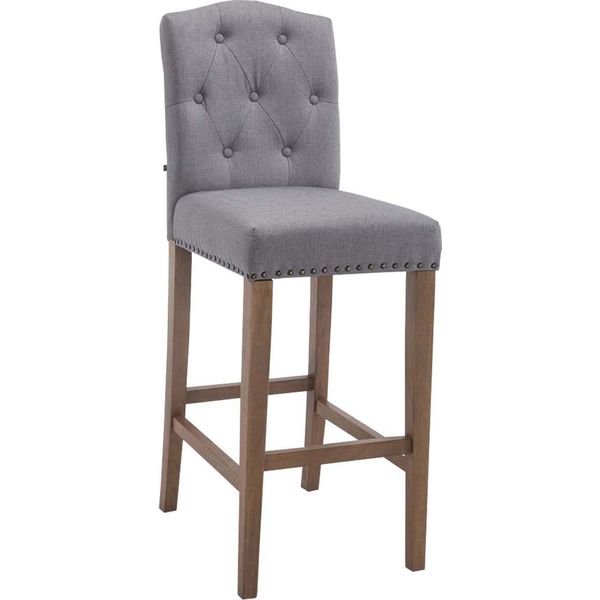 Elegante Sgabello Da Bar - Sgabello Da Bar In Gomma - Elevato Comfort Di Seduta - Robusta Struttura In Rubberhout | Colore Dell'abbigliamento: Antique Healer | Colore: Grigio Chiaro-image