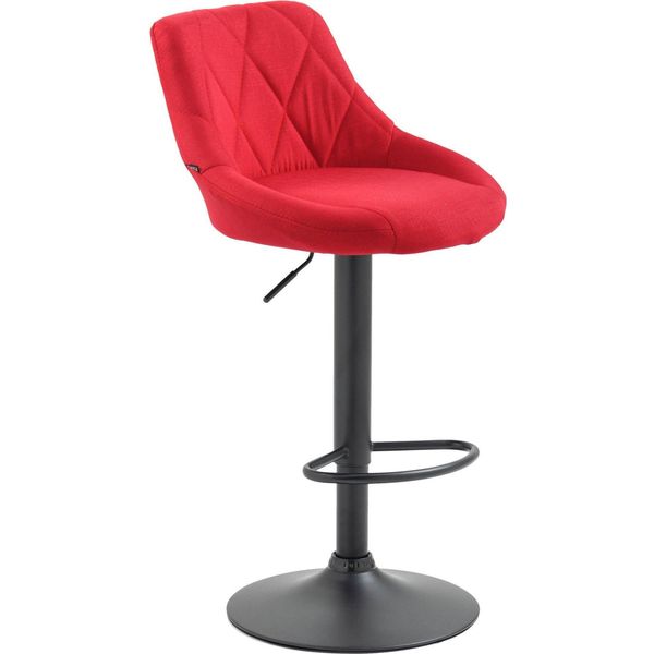 Sgabello Moderno In Tessuto - Sgabello - Girevole A 360° Con Elevazione A Gas | Colore: Rosso | Colore Base: Nero-image