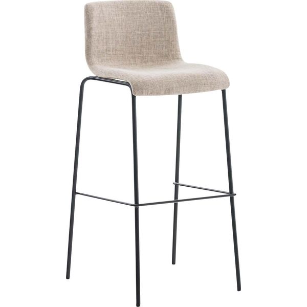 Sgabello Da Bar In Stile Moderno - Sgabello - Impilabile, Comfort Ergonomico | Colore: Crema | Colore Base: Nero-image