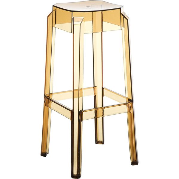 Sgabello Da Bar Moderno - Sedia Di Design Con Comfort - Resistente Alle Intemperie, Impilabile E Resistente Ai Raggi Uv, Colore: Ambra-image