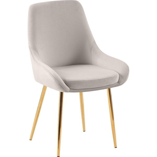Sedia Da Pranzo, Sedia Da Sala Da Pranzo, Ampio Comfort, Struttura In Metallo - Rivestimento In Velluto | Colore: Grigio | Materiale Della Struttura: Oro Metallizzato-image