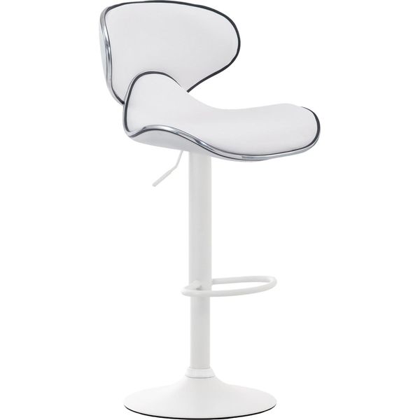 Sgabello Da Bar Moderno - Sgabello - Seduta Comoda E Regolabile In Altezza Con Poggiapiedi | Colore: Bianco | Colore Base: Bianco-image