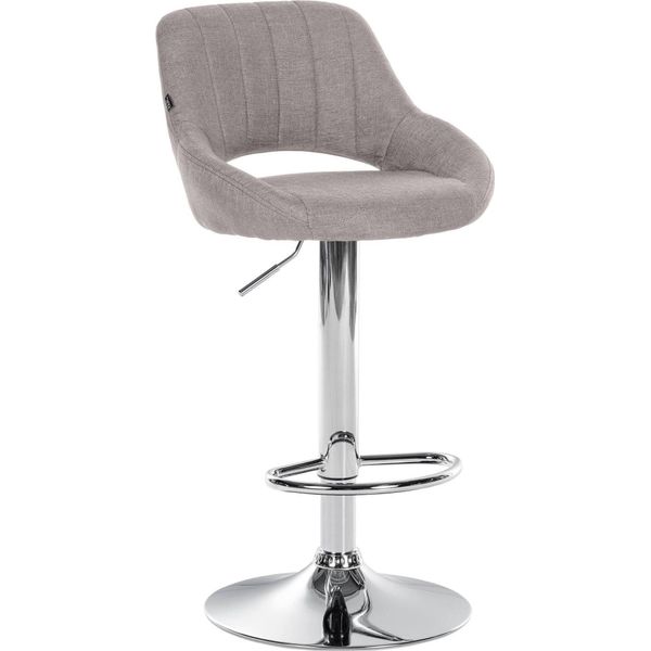 Sgabello Moderno - Sgabello - Altezza Regolabile, Girevole A 360° E Rivestimento In Tessuto | Colore: Grigio | Colore Base: Cromo-image