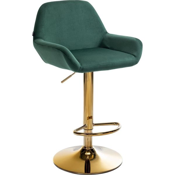 Sgabello Da Bar In Velluto - Sgabello - Elevato Comfort Di Seduta, Regolabile E Girevole | Colore: Verde Scuro-image