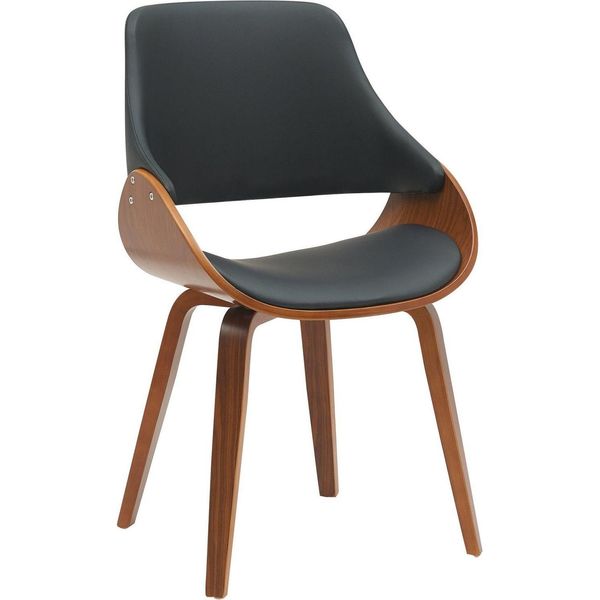 Sedia Da Pranzo - Sedia Da Sala Da Pranzo - Design Confortevole, Seduta Per Il Soggiorno | Colore: Noce/Nero | Materiale: Pelle Finta-image
