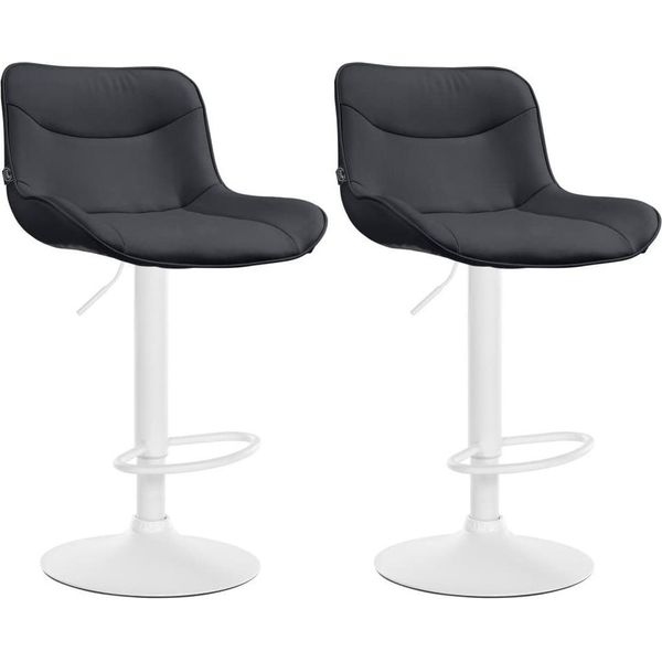 Set Di 2 Sgabelli Da Bar - Sgabello - Comfort Ergonomico, Regolabile In Altezza | Colore: Nero | Colore Base: Bianco-image