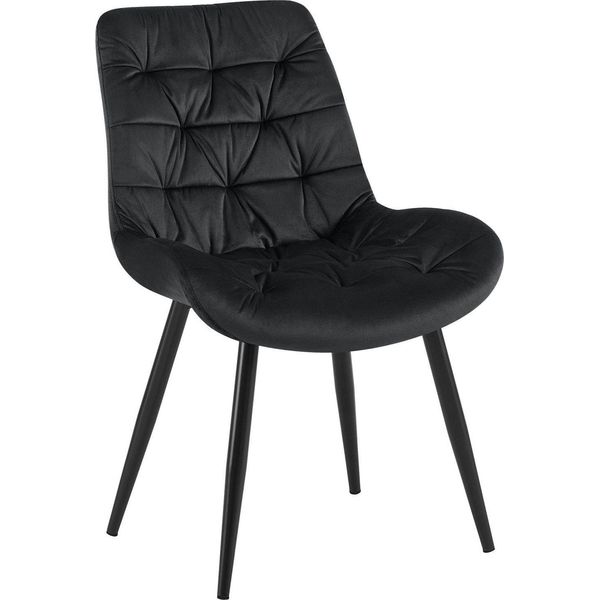 Sedia Da Pranzo, Poltrona In Velluto, Elevato Comfort Di Seduta - Look Senza Tempo, Colore: Nero-image