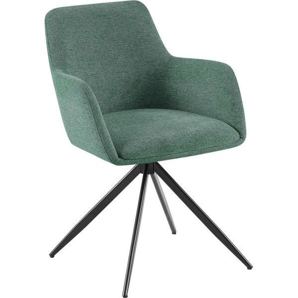 Sedia Da Pranzo Imbottita In Tessuto - Sedia Simile A Una Poltrona, Maggiore Libertà Di Movimento - Girevole A 180º | Colore: Verde-image