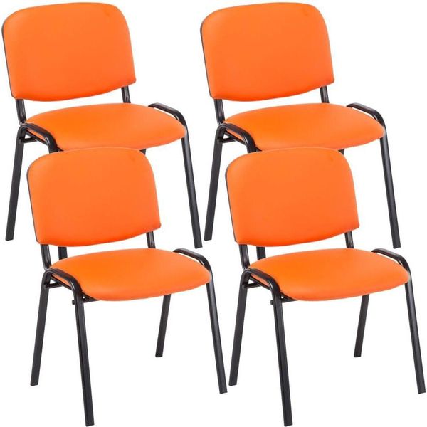 Set Di 4 Sedie Per Visitatori - Sedie Beurs - Comoda Seduta Trapuntata. Colore: Arancione-image
