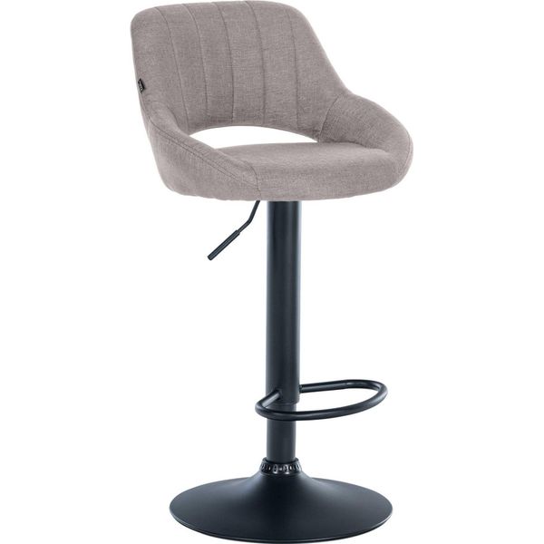 Sgabello Moderno - Sgabello - Altezza Regolabile, Girevole A 360° E Rivestimento In Tessuto | Colore: Grigio | Colore Base: Nero-image