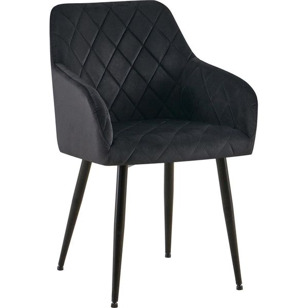 Confortevole Sedia Da Pranzo In Velluto - Sedia Elegante, Comfort Duraturo - Struttura Robusta | Colore: Nero | Materiale Del Telaio: Metallo Nero Opaco-image