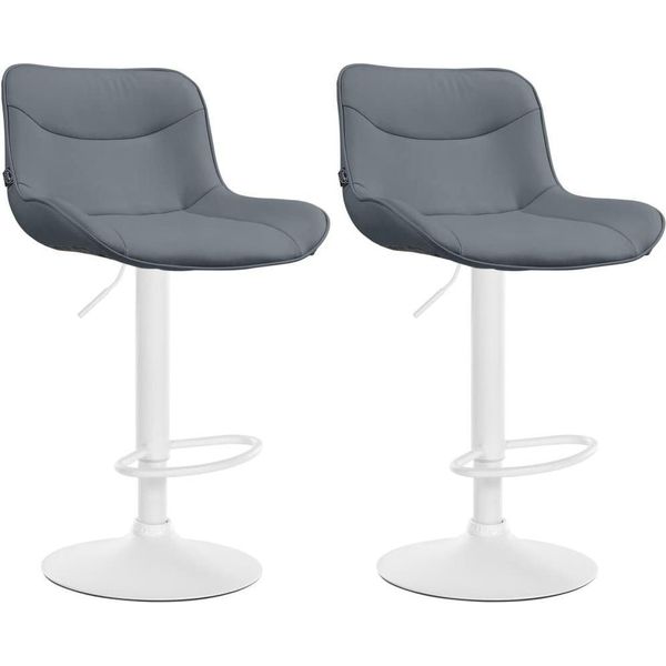 Set Di 2 Sgabelli Da Bar - Sgabello - Comfort Ergonomico, Regolabile In Altezza | Colore: Grigio | Colore Base: Bianco-image