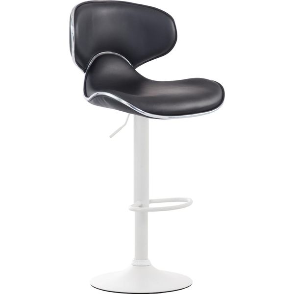 Sgabello Da Bar Moderno - Sgabello - Seduta Comoda E Regolabile In Altezza Con Poggiapiedi | Colore: Nero | Colore Base: Bianco-image