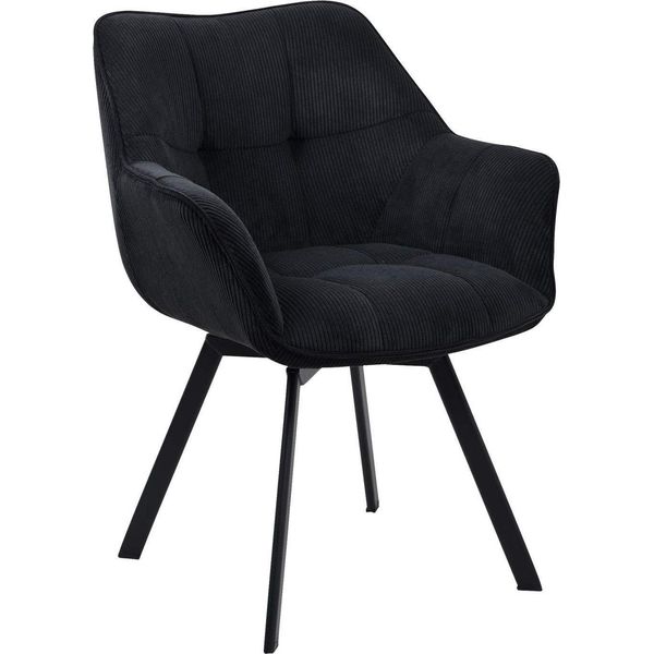 Sedia Da Pranzo In Corda, Girevole, Di Facile Manutenzione - Sedia Da Pranzo Dal Design Moderno | Colore: Nero-image