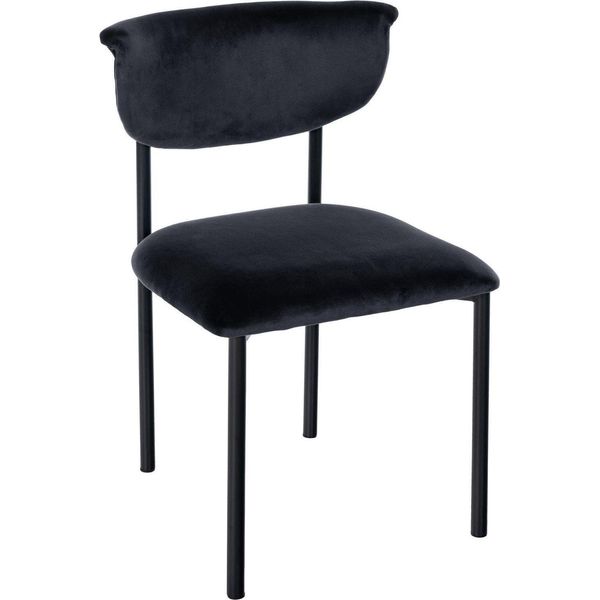 Sedia Da Pranzo In Velluto - Seduta Imbottita - Elevato Comfort Di Seduta, Struttura In Metallo Nero | Colore: Nero-image