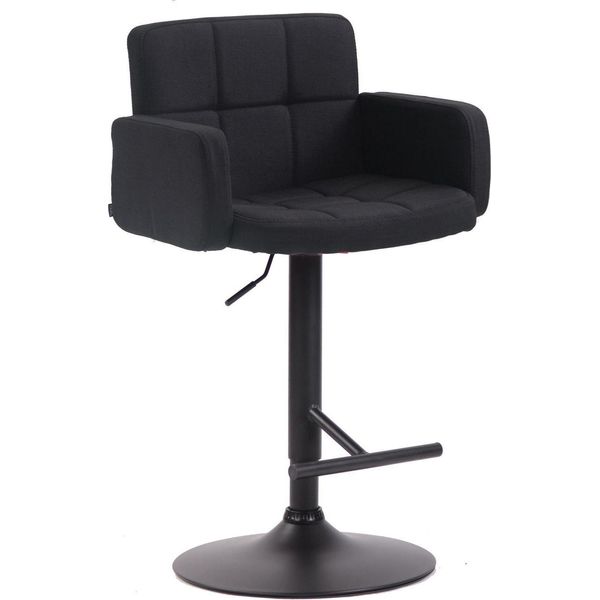 Sgabello Da Bar Di Design Con Rivestimento In Tessuto - Girevole A 360° - Regolabile In Altezza - Seduta Confortevole | Colore: Nero | Colore Base: Nero-image
