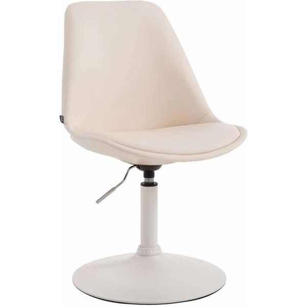 Sedia Da Pranzo In Pelle Finta - Sedia Moderna - Regolabile In Altezza E Girevole A 360° | Colore: Crema | Colore Base: Bianco-image