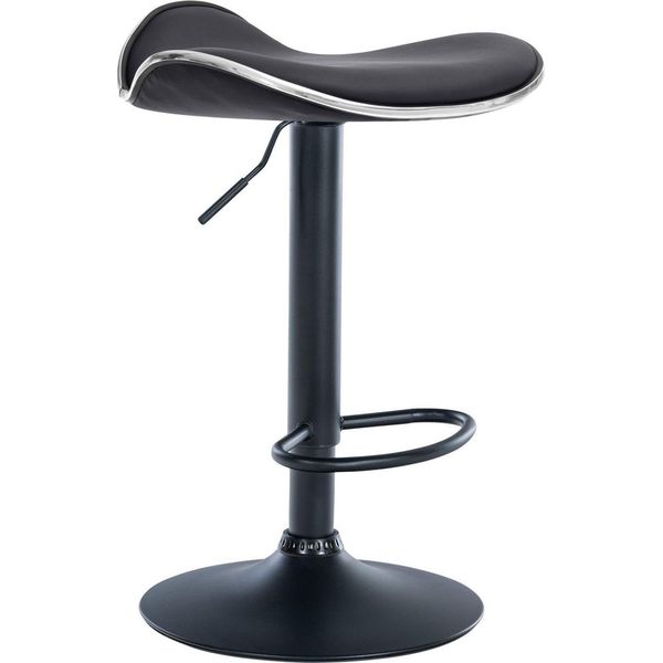 Sgabello Da Bar - Sgabello - Rivestimento In Pelle Di Alta Qualità, Regolazione Continua Dell'altezza | Colore: Nero | Materiale Del Telaio: Metallo Nero Opaco-image