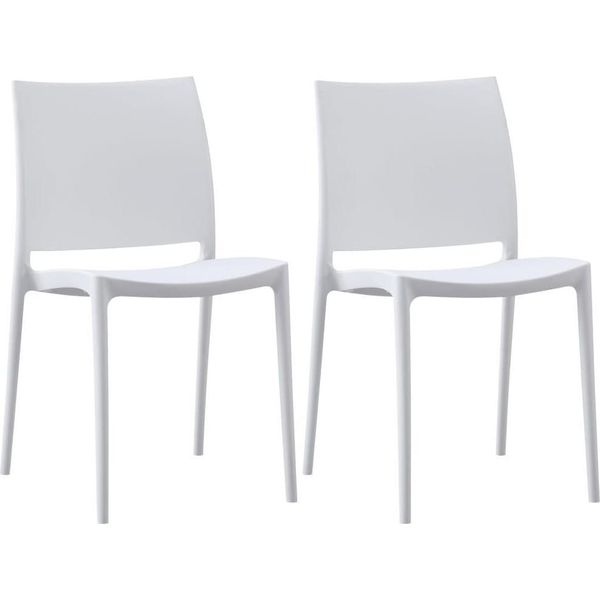 Set Di 2 Sedie Da Giardino - Patio - Impilabili E In Plastica Resistente Ai Raggi Uv | Colore: Bianco-image