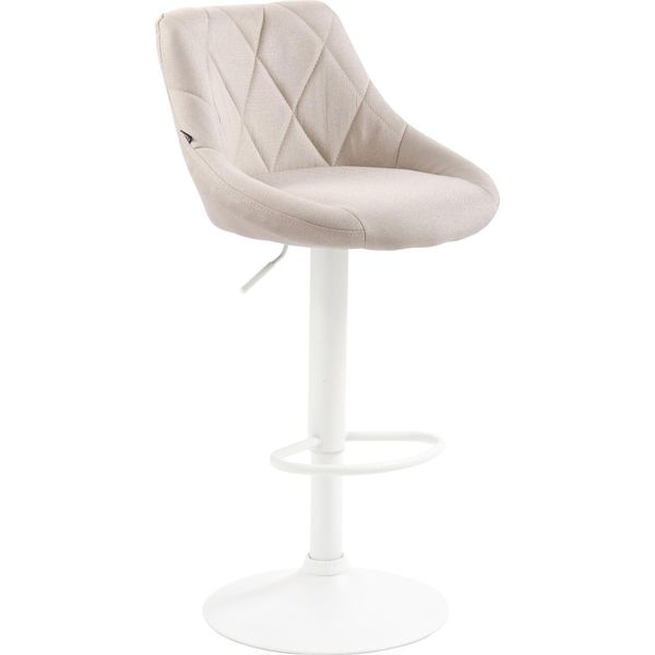Sgabello Moderno In Tessuto - Sgabello - Girevole A 360° Con Alzata A Gas | Colore: Crema | Colore Base: Bianco-image