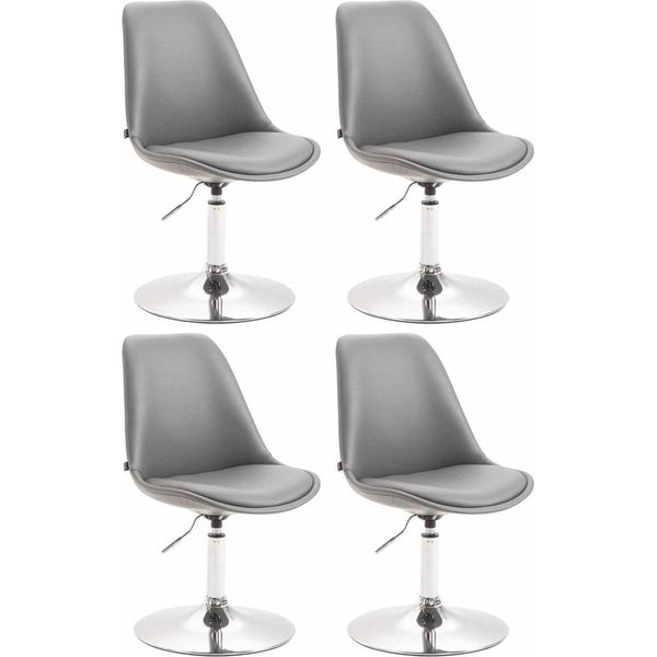 Set Di 4 Sedie Da Pranzo In Pelle Finta - Sedie - Design Moderno, Seduta Confortevole, Colore: Grigio | Colore Base: Cromo-image