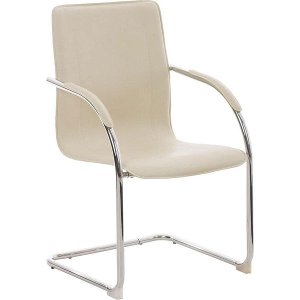 Sedia Per Visitatori - Sedia Per Ospiti - Comoda Seduta Imbottita, Design Elegante | Colore: Crema-image
