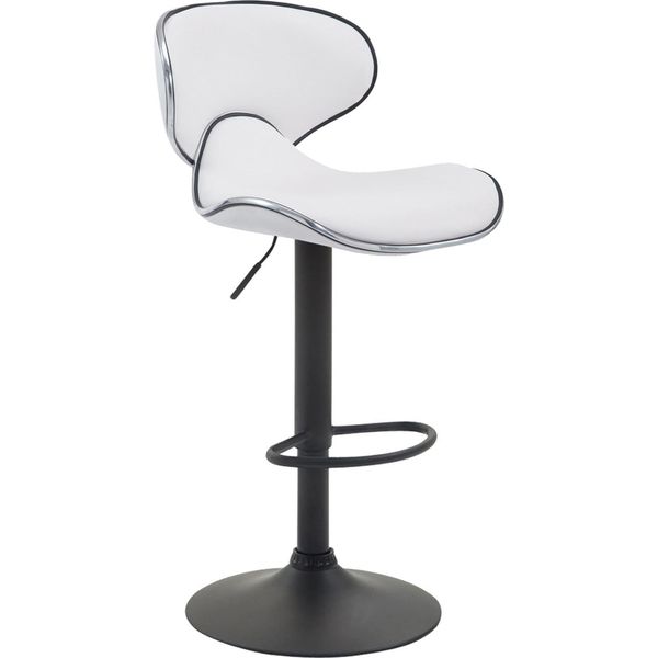 Sgabello Da Bar Moderno - Sgabello - Seduta Comoda E Regolabile In Altezza Con Poggiapiedi | Colore: Bianco | Colore Base: Nero-image