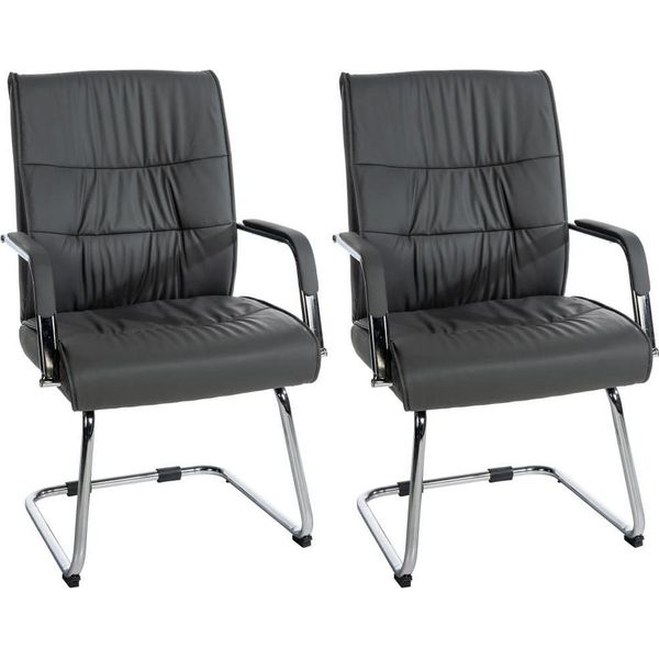 Set Di 2 Sedie Per Visitatori - Sedie Per Ospiti - Comfort Ergonomico | Colore: Grigio-image