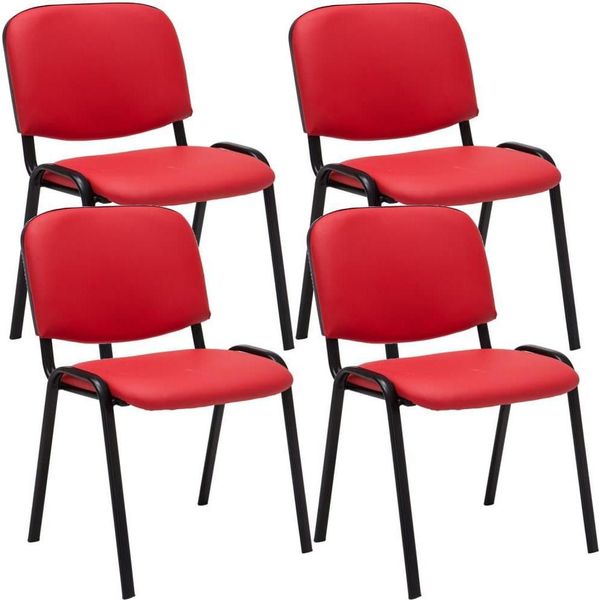 Set Di 4 Sedie Per Visitatori - Sedie Beurs - Comoda Seduta Trapuntata. Colore: Rosso-image