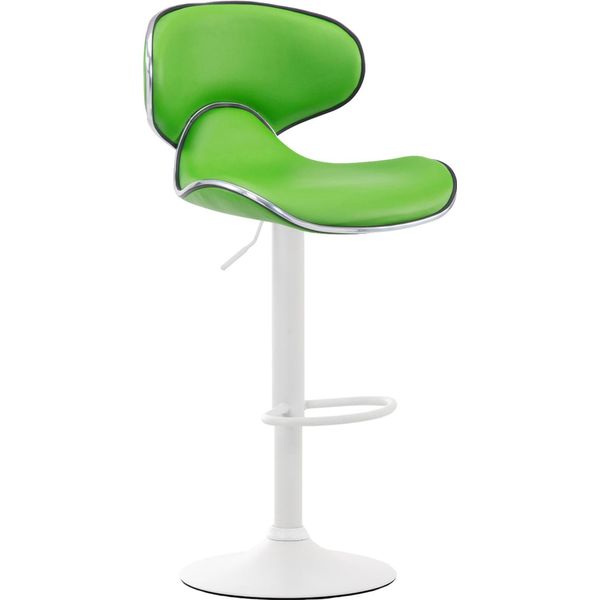 Sgabello Da Bar Moderno - Sgabello - Seduta Comoda E Regolabile In Altezza Con Poggiapiedi | Colore: Verde | Colore Base: Bianco-image