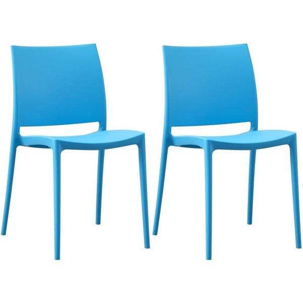 Set Di 2 Sedie Da Giardino - Patio - Impilabili E In Plastica Resistente Ai Raggi Uv | Colore: Blu-image