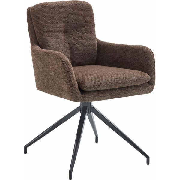 Sedia Da Pranzo - Sedia Imbottita - Girevole A 180°, Ottimo Comfort Di Seduta, Metallo Nero | Colore: Marrone-image