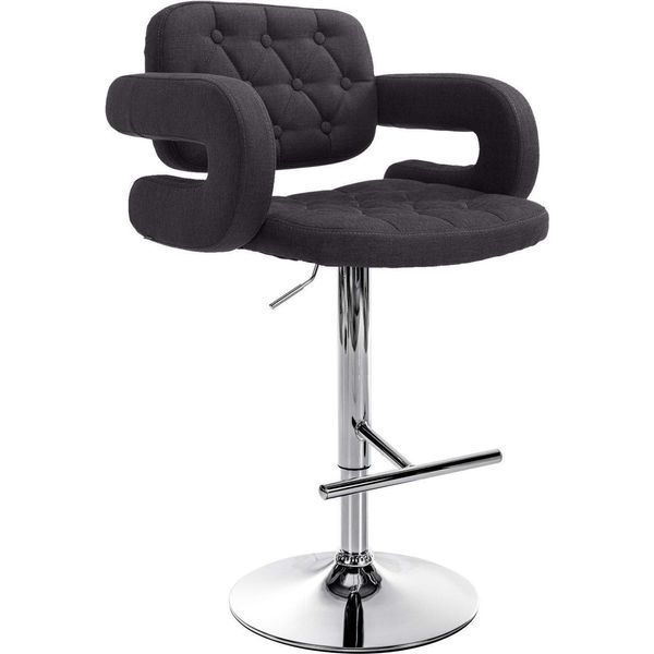 Sgabello Da Bar Regolabile In Altezza - Sgabello - Comfort | Colore: Nero | Colore Base: Cromo-image