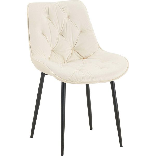 Sedia Da Pranzo Moderna - Sedia Da Cucina - Elevato Comfort Di Seduta - Rivestimento In Velluto | Colore: Crema-image