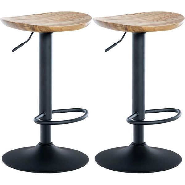Set Di 2 Sgabelli Da Bar - Sedili - Regolabili In Altezza, Legno | Colore: Naturale-image