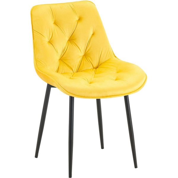 Sedia Da Pranzo Moderna - Sedia Da Cucina - Elevato Comfort Di Seduta - Rivestimento In Velluto | Colore: Giallo-image