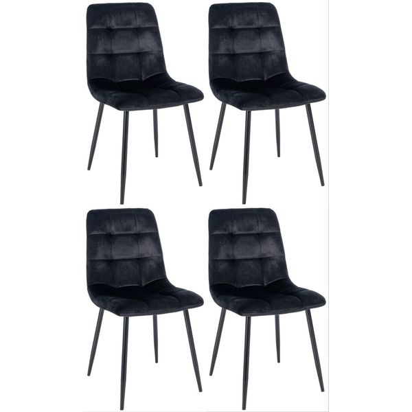 Set Di 4 Sedie Da Pranzo - Sedie Da Cucina - Imbottitura Confortevole | Colore: Nero-image