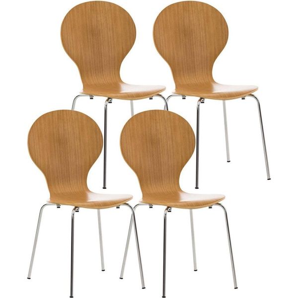 4X Sedia Ergonomica Impilabile - Sedia Per Visitatori - Design Salvaspazio | Colore: Rovere-image