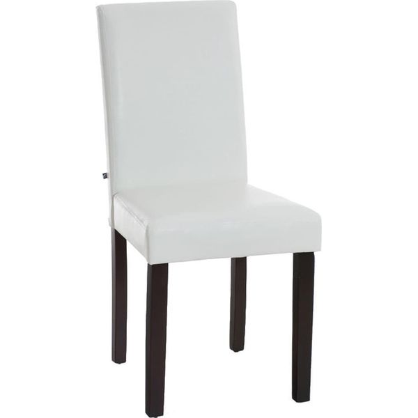 Sedia Da Pranzo In Pelle Finta - Sedia Da Pranzo - Comodo Schienale Alto, Design Di Facile Manutenzione | Colore: Bianco | Colore Base: Marrone Scuro-image