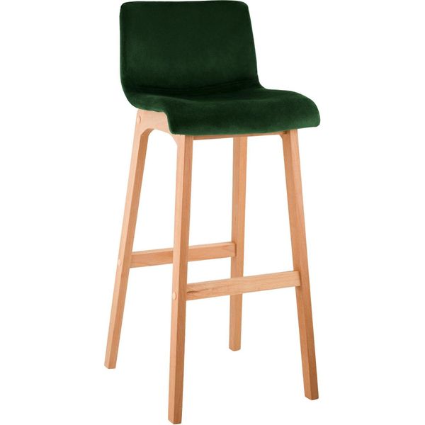 Sgabello Da Bar Con Rivestimento In Velluto - Sgabello Da Bar - Comfort Di Seduta Ergonomico, Struttura In Legno Naturale-image