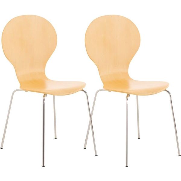2X Sedie Per Visitatori Impilabili - Seduta Ergonomica - Design Salvaspazio | Colore: Naturale-image