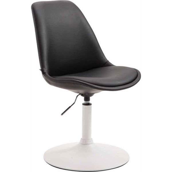 Sedia Da Pranzo In Ecopelle - Sedia Moderna - Altezza Regolabile E Girevole A 360° | Colore: Nero | Colore Base: Bianco-image