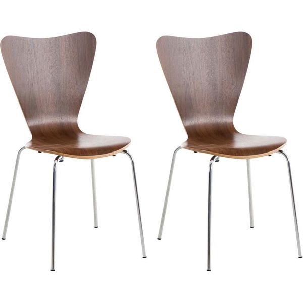 2X Sedie Ergonomiche Per Visitatori - Sedie Da Attesa - Seduta Confortevole, Design Impilabile | Colore: Noce-image