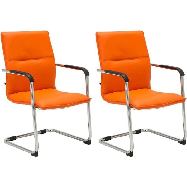 Set Di 2 Sedie Per Visitatori - Sedie Per Riunioni - Comfort Ergonomico E Design Elegante | Colore: Arancione-image