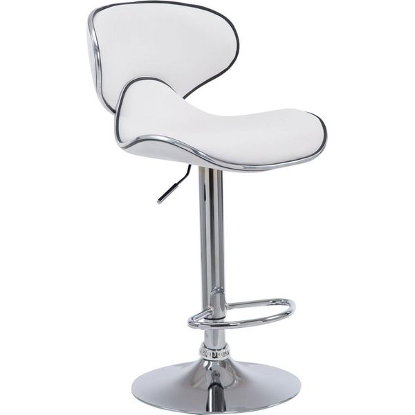 Sgabello Moderno - Sgabello - Seduta Comoda E Regolabile In Altezza Con Poggiapiedi | Colore: Bianco | Colore Base: Cromo-image