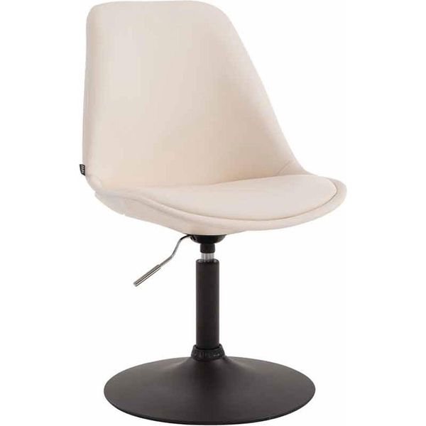 Sedia Da Pranzo In Pelle Finta - Sedia Moderna - Regolabile In Altezza E Girevole A 360° | Colore: Crema | Colore Base: Nero-image