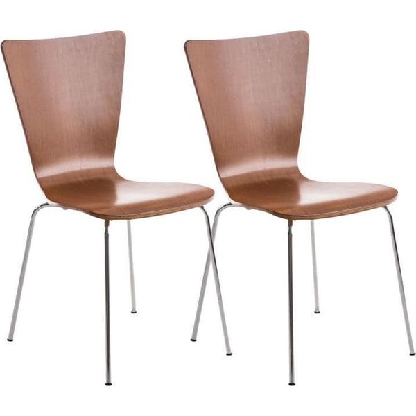Set Di 2 Sedie Per Visitatori - Sedute Ergonomiche Impilabili - Seduta Confortevole | Colore: Marrone-image