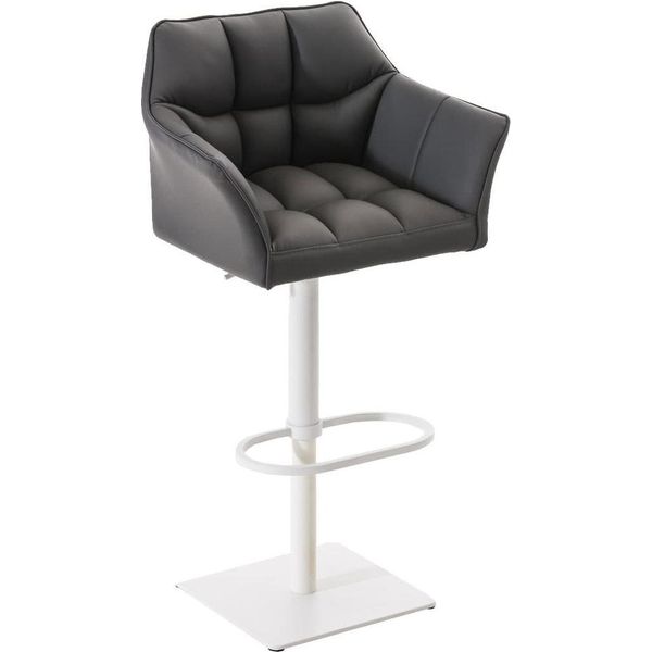 Sgabello Da Bar Moderno - Sedia Elegante - Girevole E Regolabile A 360° | Colore: Grigio | Colore Base: Bianco-image
