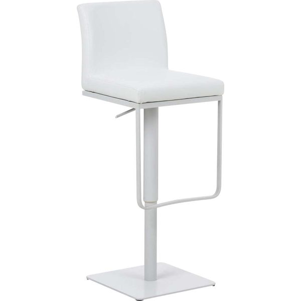 Sgabello Da Bar In Pelle Finta - Sgabello Multifunzionale - Regolabile E Girevole Per Un Comfort Ottimale | Colore: Bianco | Colore Base: Bianco-image
