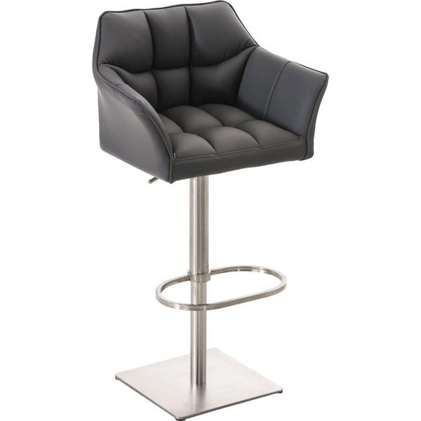Sgabello Da Bar Moderno - Sedia Elegante - Girevole E Regolabile A 360° | Colore: Grigio | Colore Base: Acciaio Inox-image